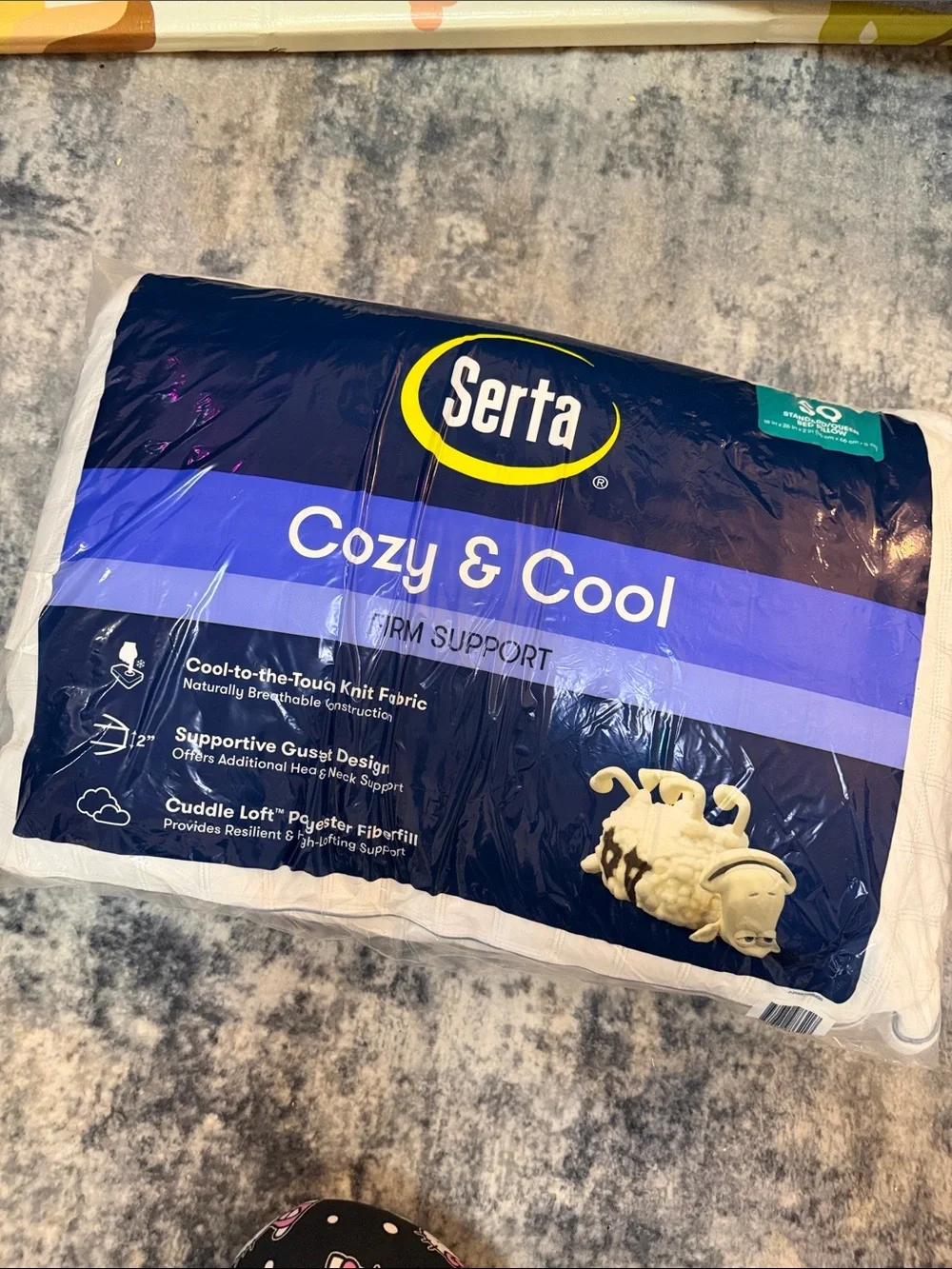 Serta Cozy & Cool Firm Support Pillow - Navy/White